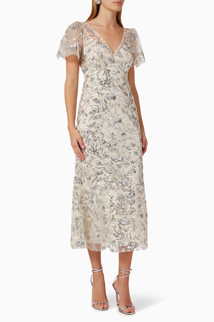 

Midi Dress in Sequin-tulle, Neutral
