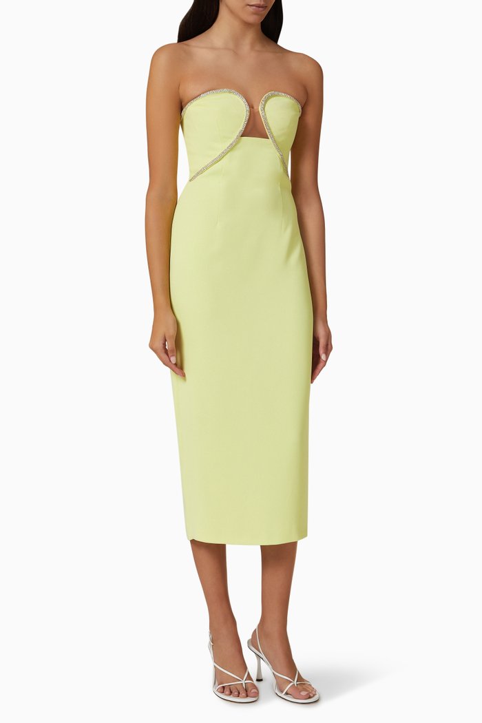 

Bandeau Midi Dress in Crepe, Yellow
