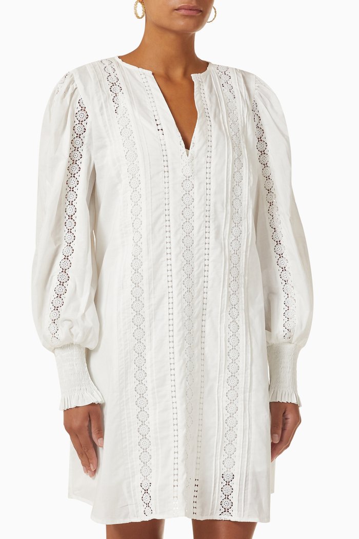 Botanic Fields Mini Dress in Cotton, White