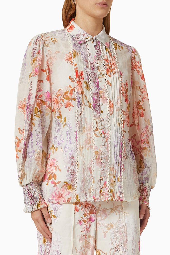 

Joyful Blooms Blouse in Cotton, Multicolour