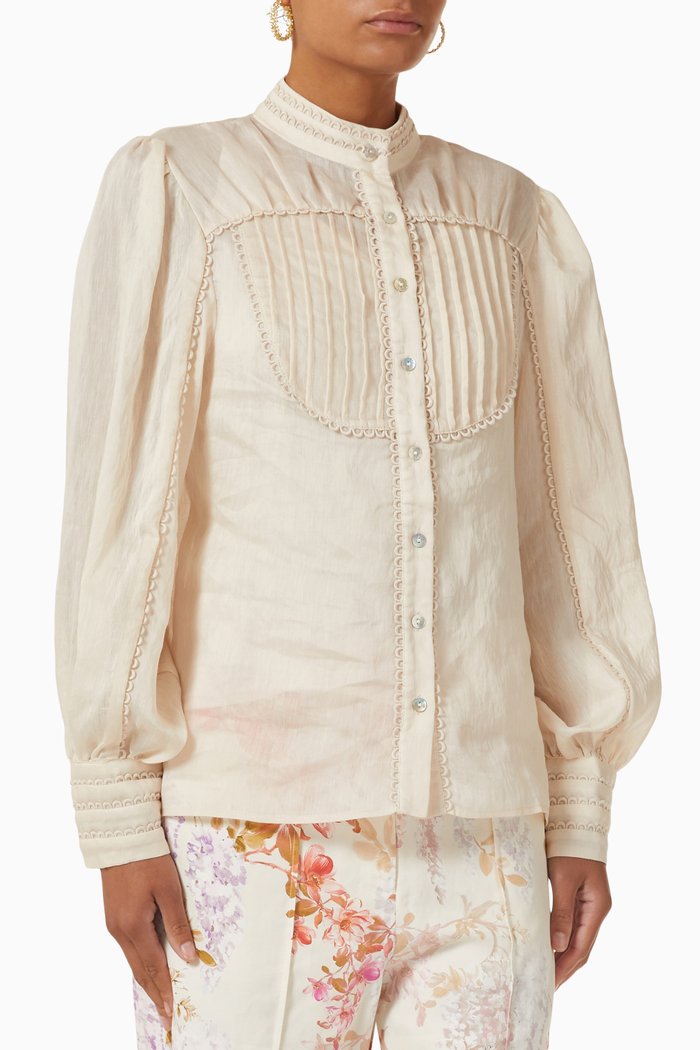 

Meadow Blouse in Linen-blend, White