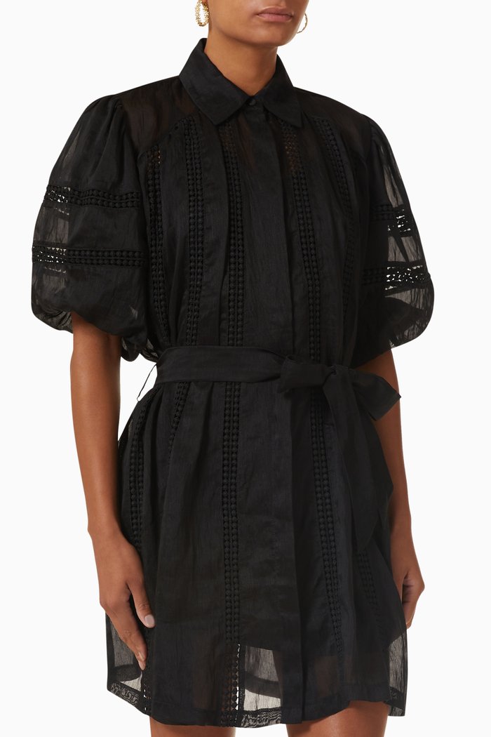 

Summer Rays Mini Dress in Silk-blend, Black