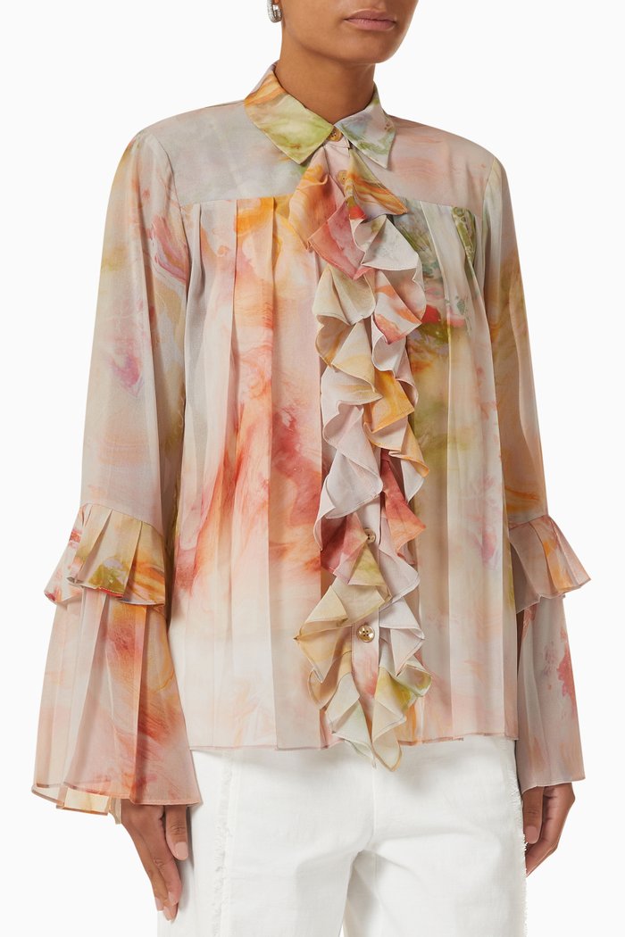 

Sunrise Ruffled Blouse in Recycled Fabric, Multicolour