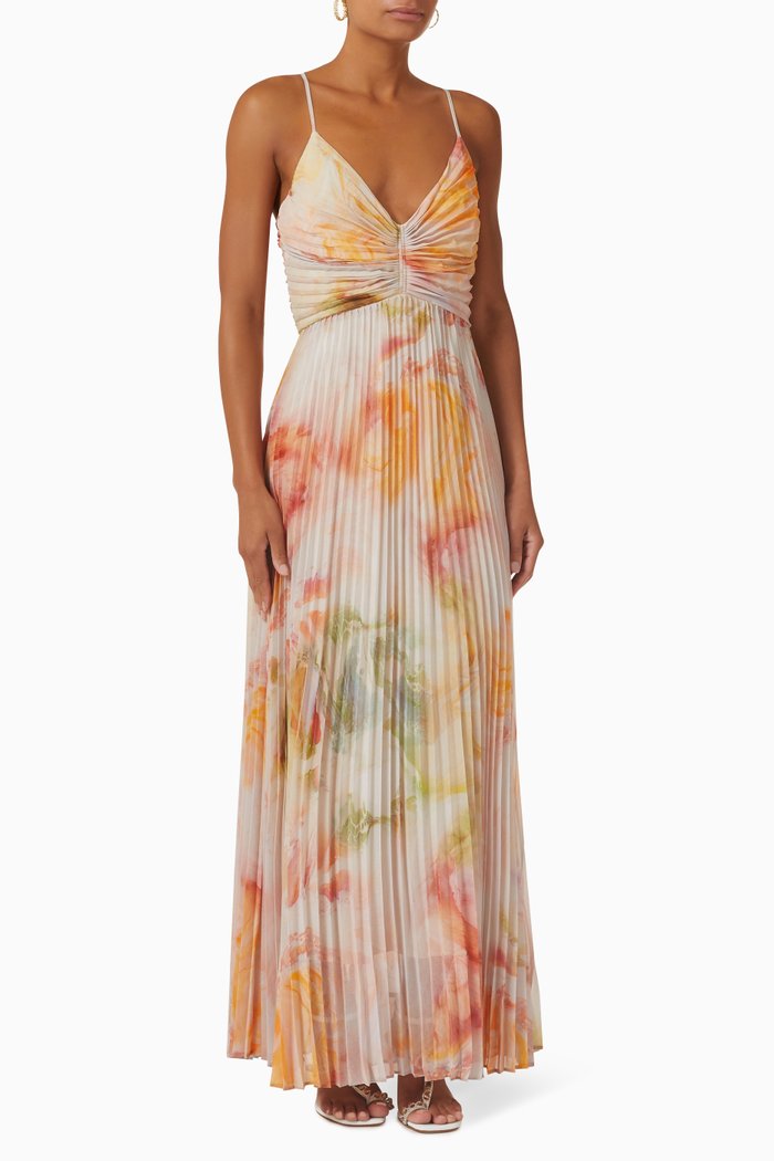 

Sunrise Pleated Maxi Dress in Recycled Fabric, Multicolour
