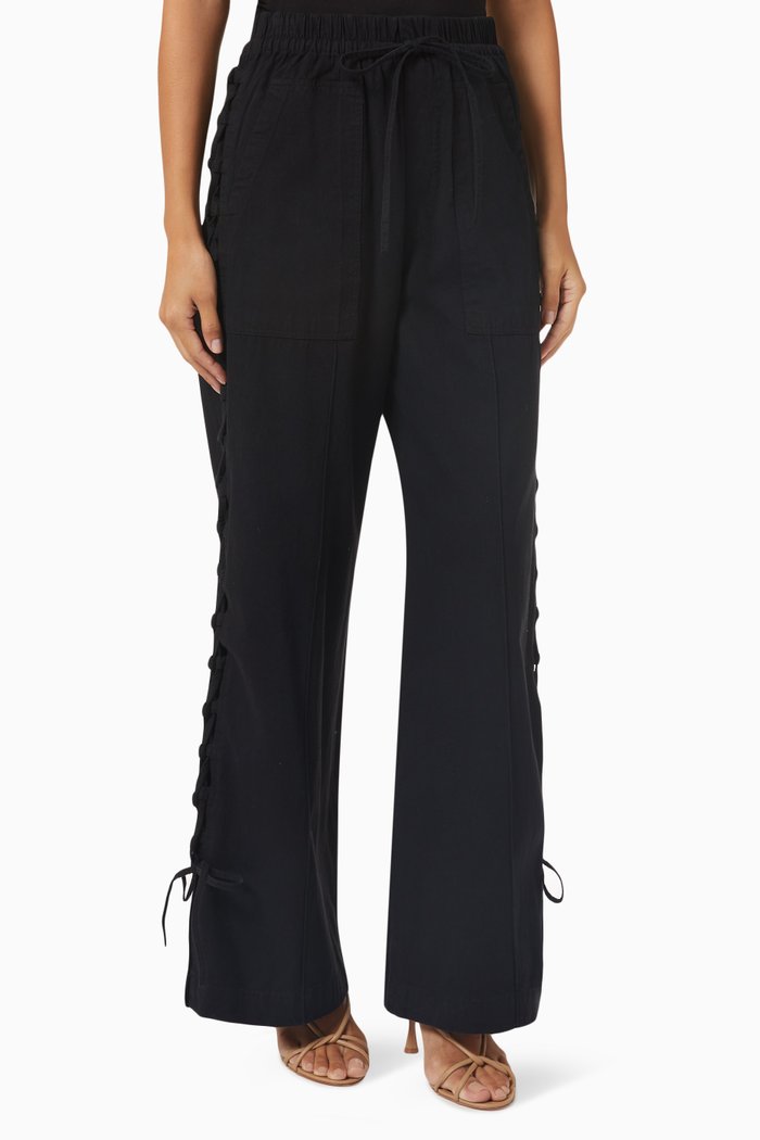 Flyn Lace-up Pants in Denim, Black
