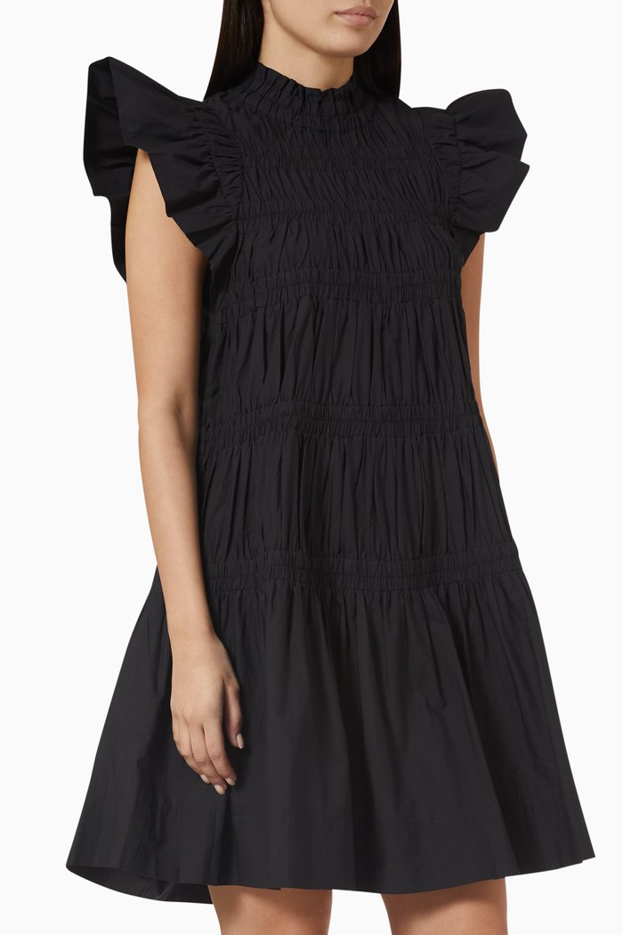 

Steph Tunic Mini Dress in Cotton, Black