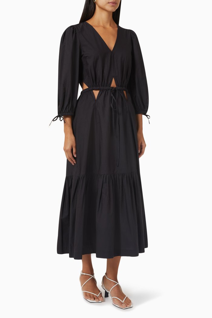 

Steph Cut-out Midi Dress in Cotton-poplin, Black