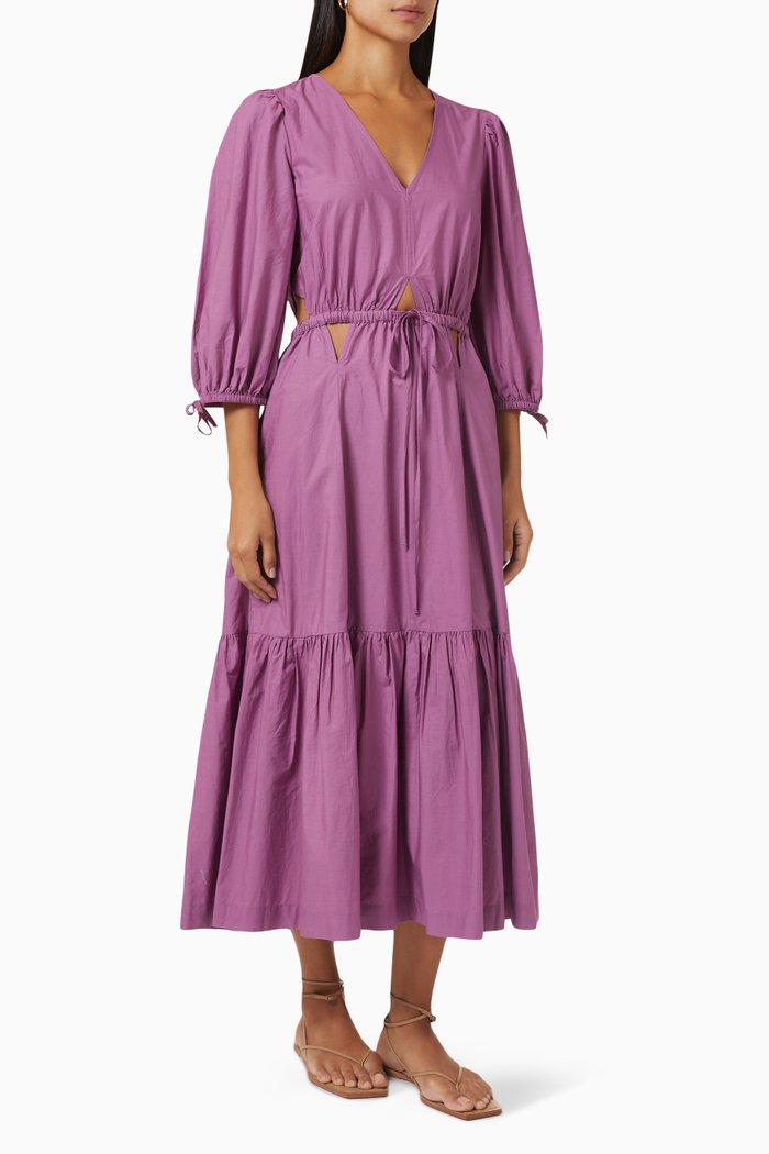 

Steph Cut-out Midi Dress in Cotton-poplin, Purple