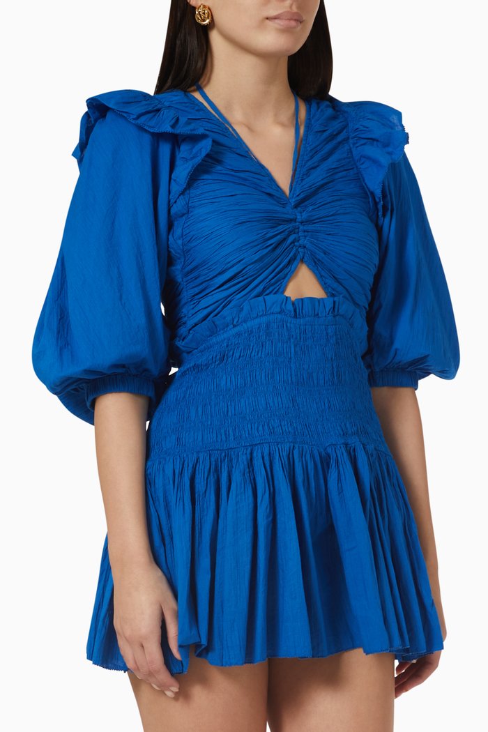 

Paco Smocked Playsuit in Cotton, Blue