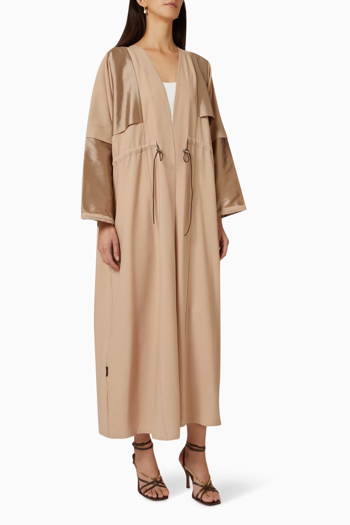 

Sporty Drawstring Abaya in Linen, Neutral