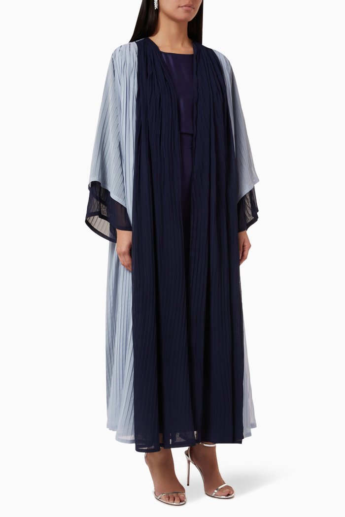 

Reversible Pleated Abaya Set in Chiffon, Blue