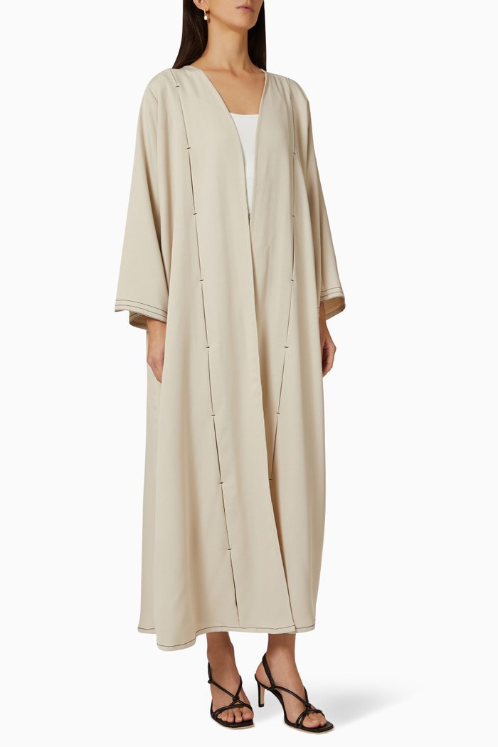 

Open-stitch Abaya in Crepe, Neutral