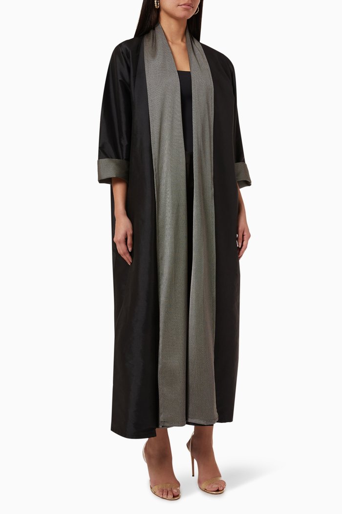 

Golden Printed Abaya in Taffeta, Black