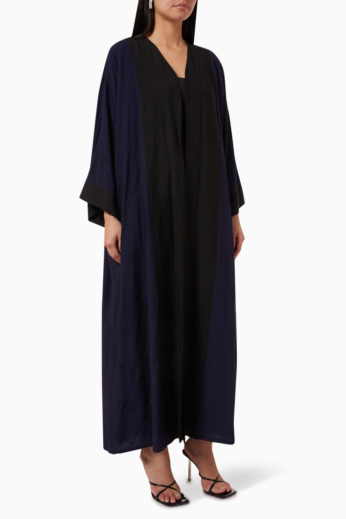 

Square-pattern Abaya in Linen, Blue