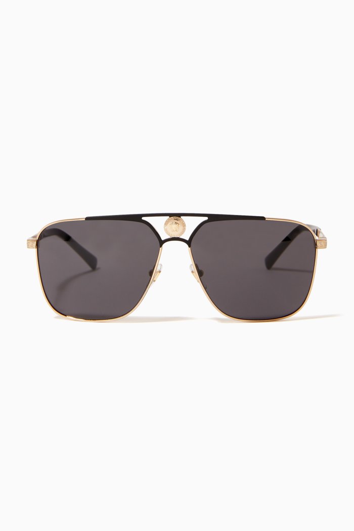 

Medusa Pilot Sunglasses in Metal, Gold