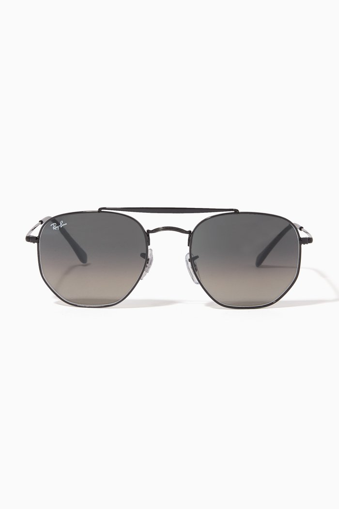 

Hexagonal Aviator Sunglasses in Metal, Black