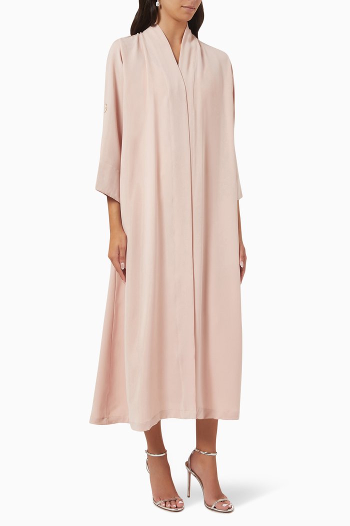 

Embroidered Abaya in Crepe, Neutral