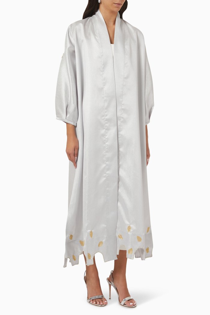 

Embroidered Puff Sleeve Abaya, Green