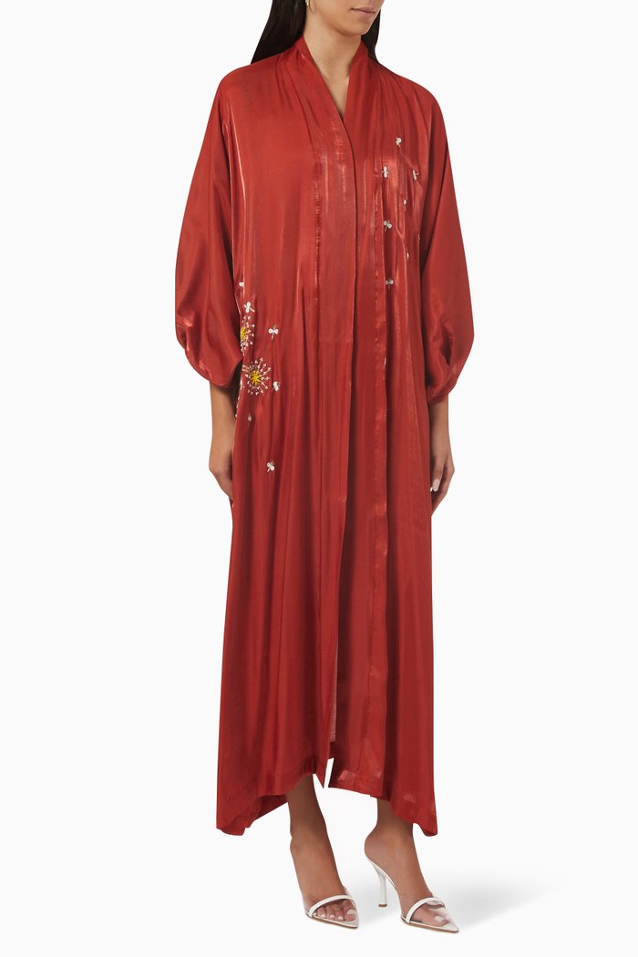 

Butterfly Floral Embroidered Abaya, Orange