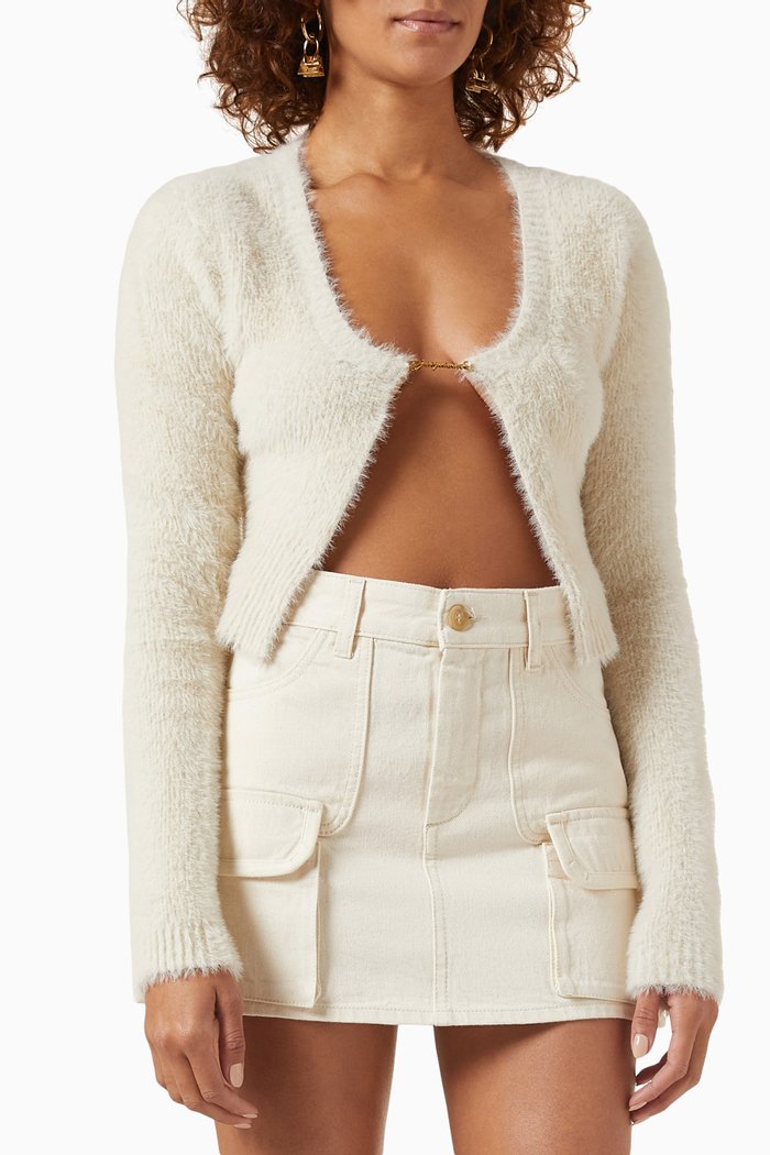 

La Maille Neve Top in Fluffy Mohair-knit, Neutral