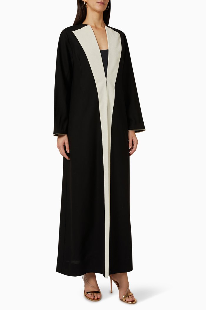 

Contrast Collar Abaya, Black
