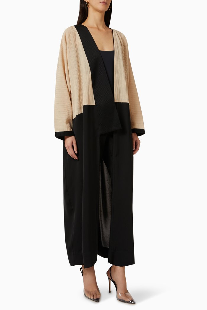 Abaya in Textured Linen, Multicolour