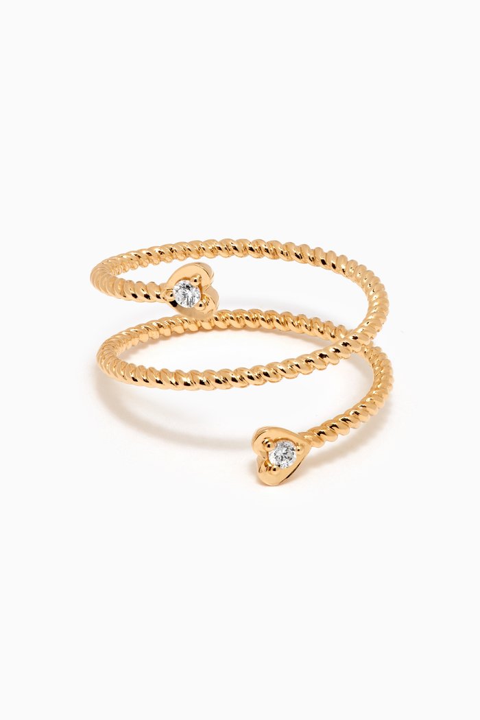 

2 Little Hearts Diamond Ring in 18kt Gold, Yellow