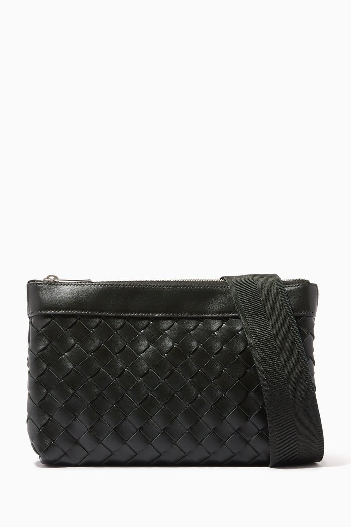 

Classic Intrecciato Cross-body Bag in Leather, Green