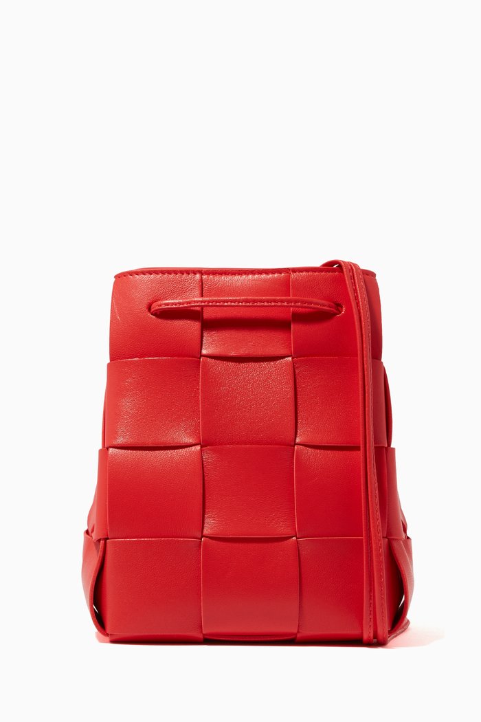 

Mini Cassette Bucket Bag in Intrecciato Nappa, Orange
