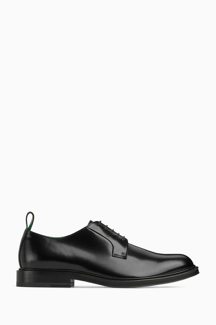 

Tie Lace-up Shoes in Brushed Leather, Black