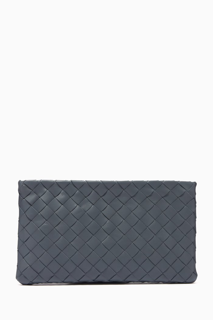 

Small Pouch in Intrecciato Leather, Grey