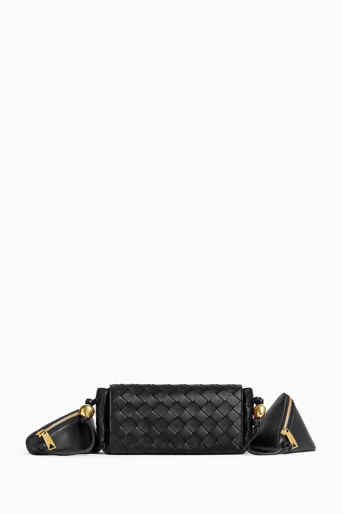 

Multi-Pouch Crossbody Bag in Intrecciato Leather, Black