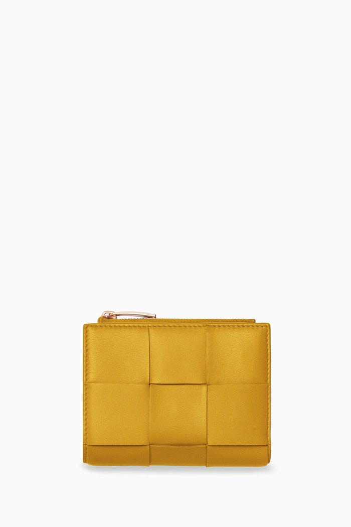 

Bi-fold Wallet in Intrecciato Nappa Leather, Yellow
