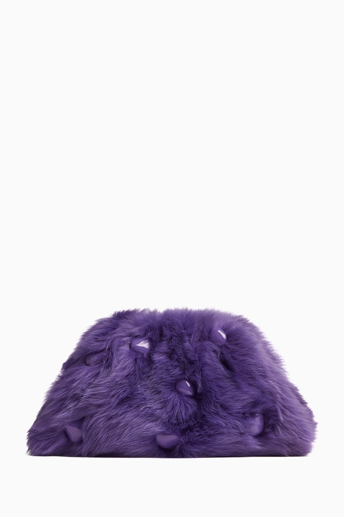 

Tonal-embellishment Pouch in Shearling, Purple