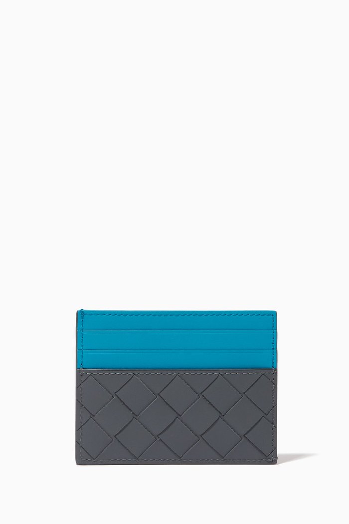 

Two-tone Card Case in Intrecciato Calfskin, Grey