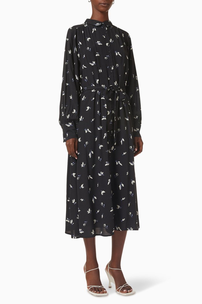 

Walda Printed Midi Dress in Ecovero™, Black