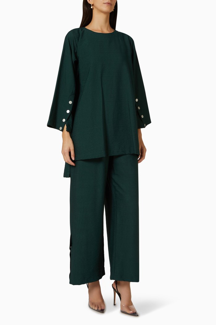 

Button Top & Pants Set, Green