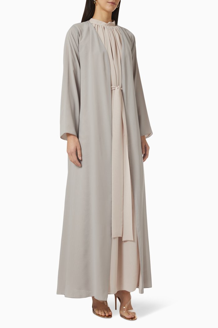 

Belted Abaya Set, Neutral