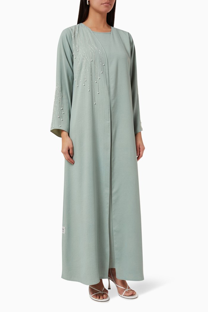 

Embellished Abaya Set, Green