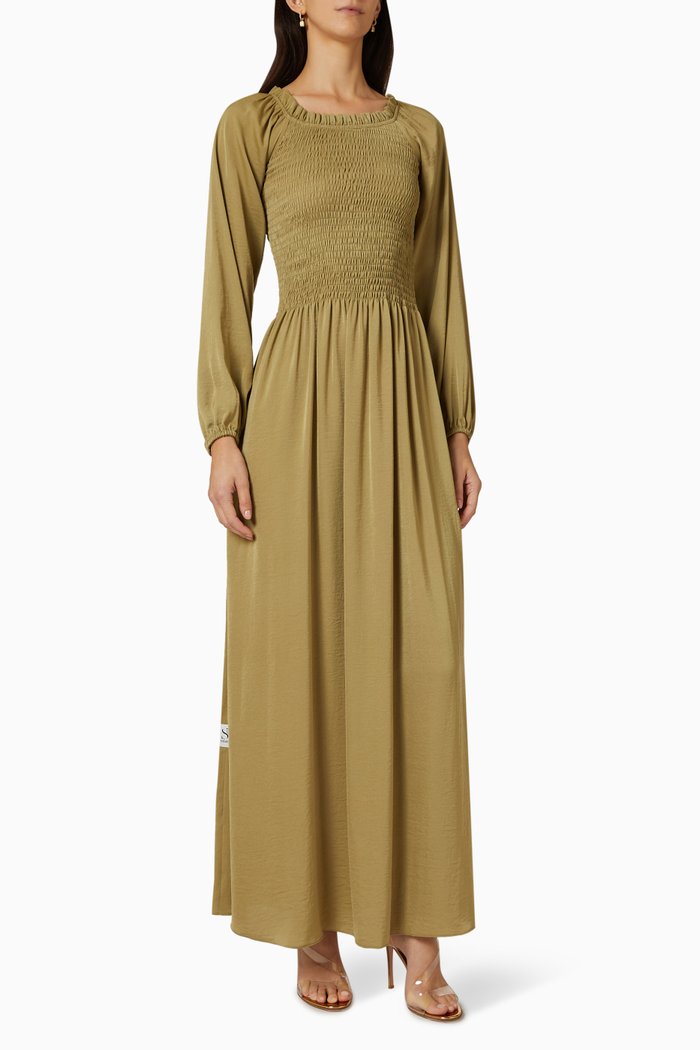 

Smocked Maxi Dress, Green
