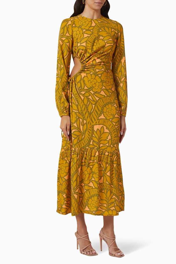 

Riviera Cut-out Midi Dress in Viscose-twill, Brown