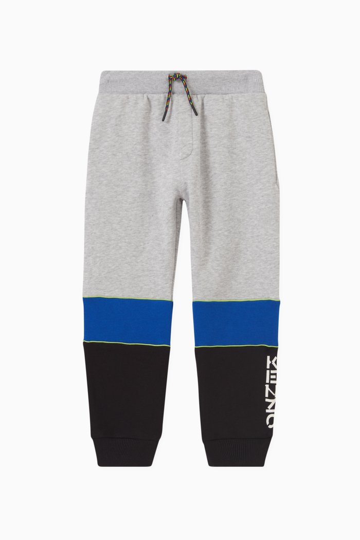 

Logo Colour-block Sweatpants in Cotton, Grey