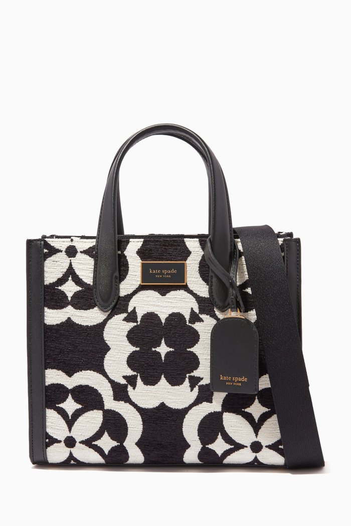 

Small Spade Flower Monogram Manhattan Tote in Chenille, Black