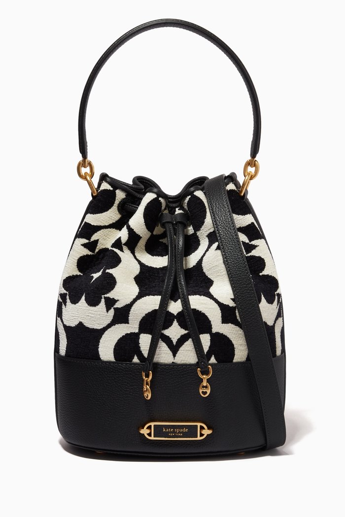 

Medium Spade Flower Bucket Bag in Jacquard, Black