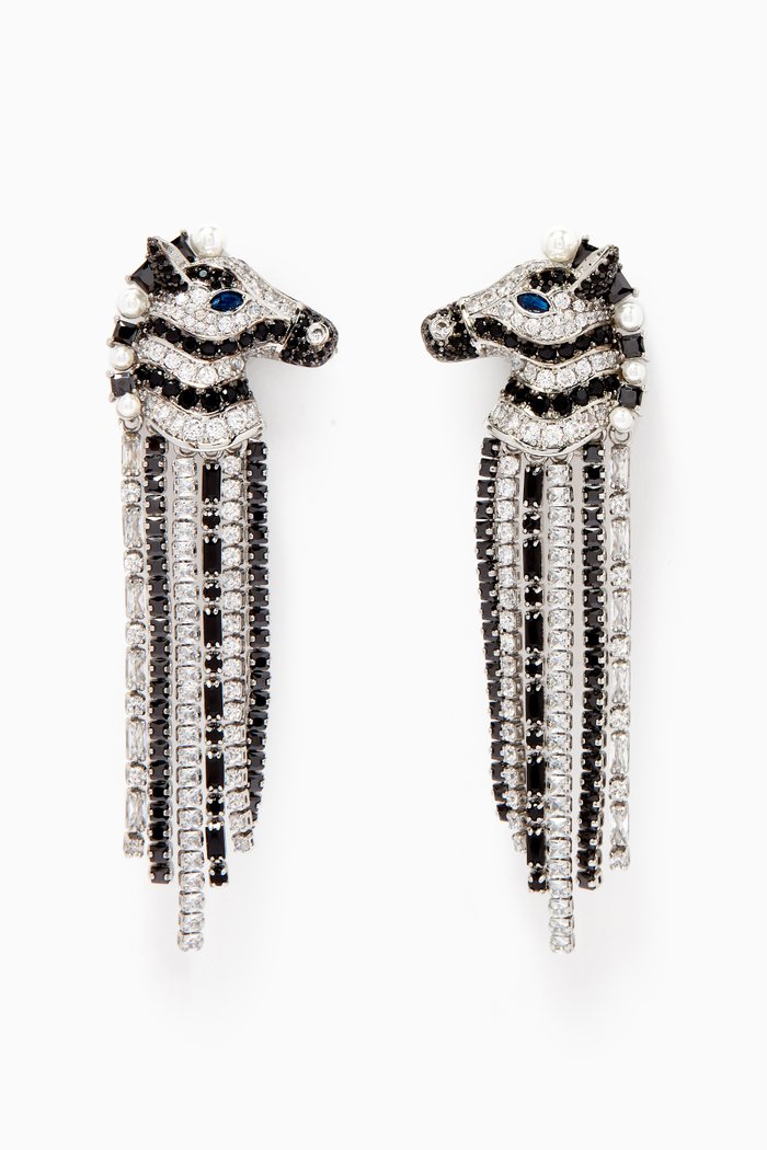 

Earn Your Stripes Earrings in Brass, Black