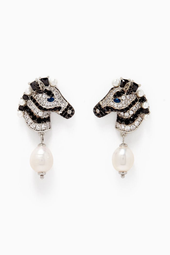 

Earn Your Stripes Drop Earrings in Brass, Black