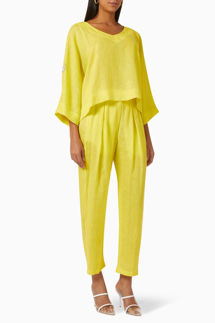 

Top & Pants Set in Linen, Yellow
