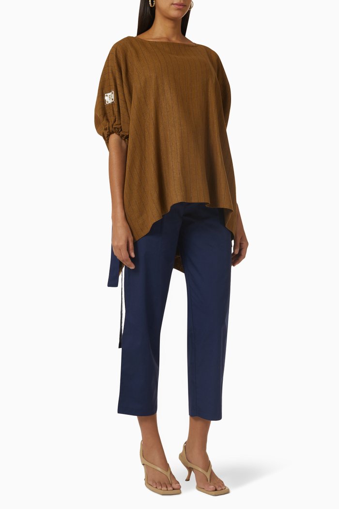 

Top & Pants Set in Linen, Brown