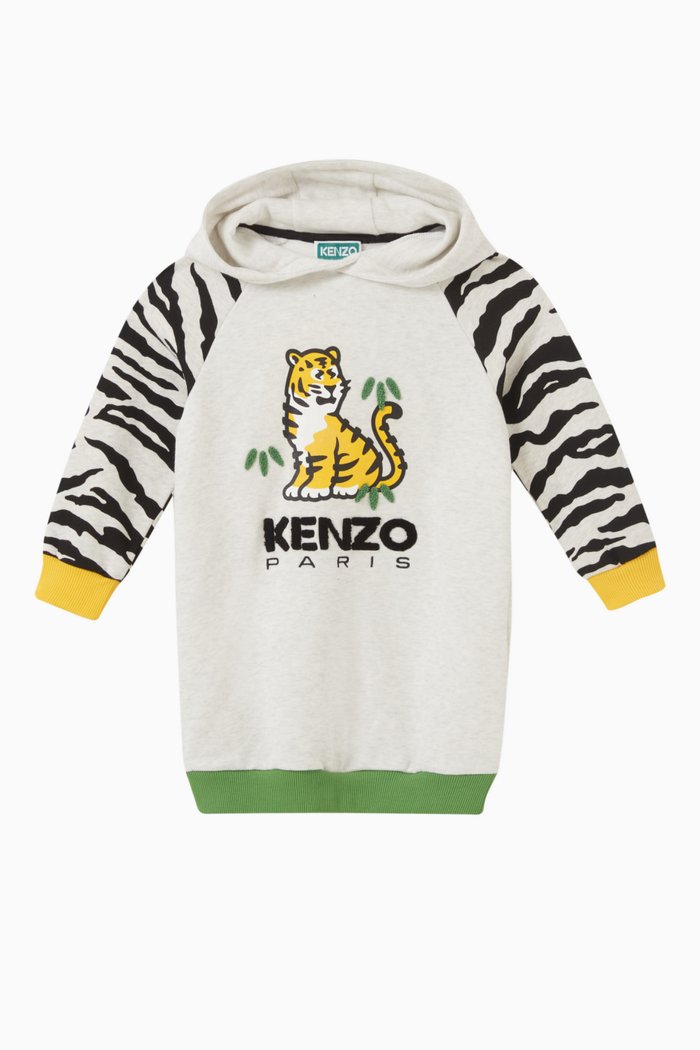 

Animal Logo Hooded Dress in Cotton, Grey