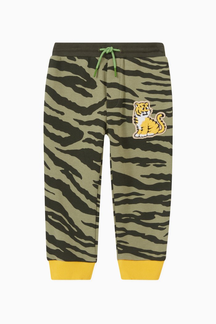 

Tiger Print Sweatpants in Cotton, Green